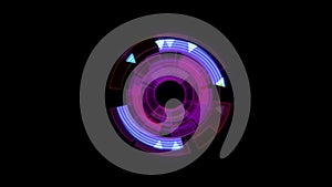 Interface Data Loader Purple Violet Glow Circular Round with Light Rays. Alpha Channel.