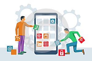 Interface development, design mobile app.