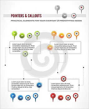 Interface elements set, map location pointer pin,