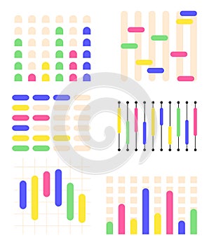 Interface graph web set vector. Dot bar illustration. Pie charts diagrams and graphs for website.