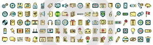 Interface icons set vector color line