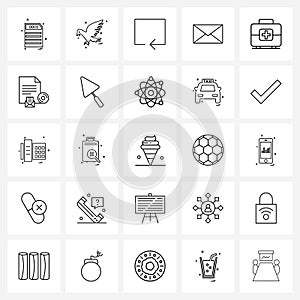 25 Interface Line Icon Set of modern symbols on bag, Google, arrow, Gmail, email photo
