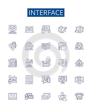 Interface line icons signs set. Design collection of Interface, Graphical, User, GUI, Toolkit, Software, Network