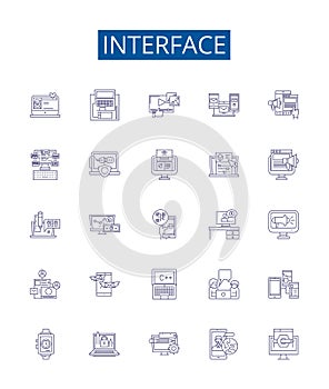 Interface line icons signs set. Design collection of Interface, Graphical, User, GUI, Toolkit, Software, Network