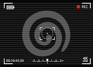 Interface viewfinder digital camera settings on a black background. Vector illustration.