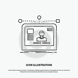 interface, website, user, layout, design Icon. Line vector gray symbol for UI and UX, website or mobile application