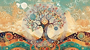 Interfaith Tree of Life in Nature Illustration