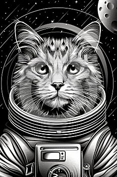 Intergalactic Feline Astronaut on Space Exploration Mission