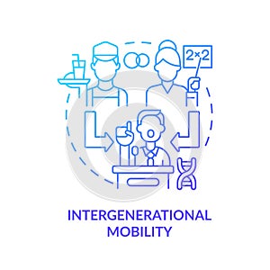 Intergenerational mobility blue gradient concept icon