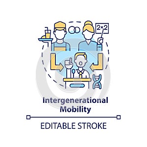 Intergenerational mobility multi color concept icon