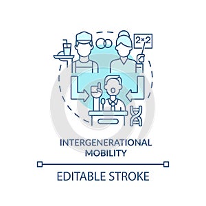 Intergenerational mobility soft blue concept icon