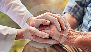Intergenerational Support: Young Hands Comforting Elderly Hands