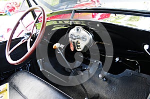 Interior of 1928 Ford horseless carriage