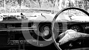 interior in an abandoned car in Cyprus transport