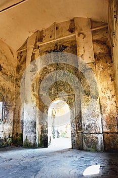 Interior of Abandoned christian church on top of Bokor mountain in Preah Monivong national park, Kampot, Cambodia