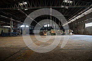 Interior abandoned factory experiencing economic problems is about to close.Furniture factory that has economic problems