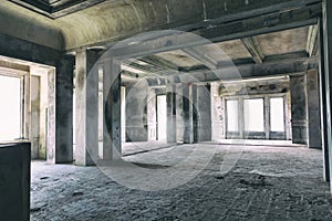 Interior of Abandoned hotel 'Bokor Palace' in Ghost town Bokor Hill station near the town of Kampot. Cambodia