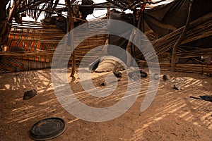 Interior abandoned hut of some nomadic shepherds