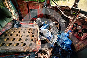 Interior of an abandoned old car