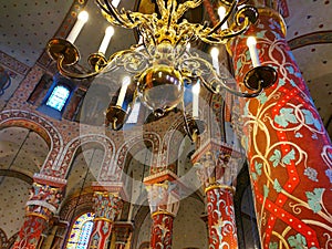 Interior of Abbatiale Saint Austremoine Romanesque church in Issoire, France