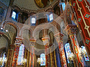 Interior of Abbatiale Saint Austremoine Romanesque church in Issoire, France