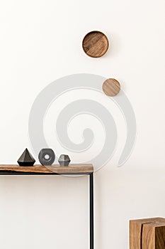 Interior accessories on the wooden console table.