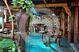 Interior of African country coffee shop photo