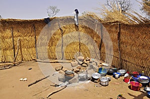 Interior african househols in a village