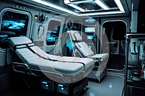 Interior of an ambulance with the necessary equipment for patient care