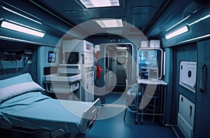 Interior of an ambulance with the necessary equipment for patient care
