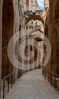 Interior of Amphitheatre of El Jem in Tunisia