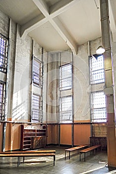 interior of ancient Alcatraz Prison