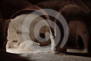 Interior of ancient cave christian temple in Zelve,Cappadocia