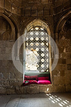 Interior of ancient Diri Baba mausoleum , 14th century, Gobustan city, Azerbaijan