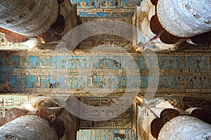 Interior of ancient egypt temple in Dendera photo