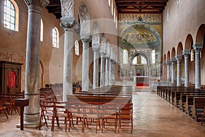 Interior of ancient Euphrasian Basilica in Porec