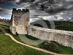 Interior-Ancient ruin of Spis Castle, Slovakia at summer sunshine day