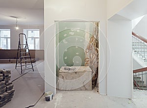 Interior of apartment during construction, remodeling, renovation, extension, restoration and reconstruction - ladde