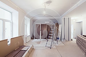Interior of apartment during construction, remodeling, renovation, extension, restoration and reconstruction - ladde photo