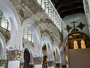 Interior arches of the Santa Maria La Blanca Synagogue - Toldeo, Spain, Espana photo