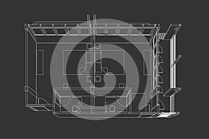 Interior architecture abstract, 3d illustration, floor plan