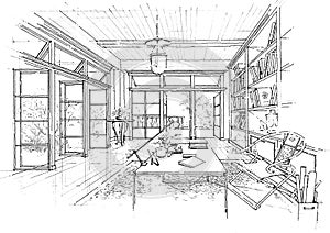 Interior architecture construction landscape sketc