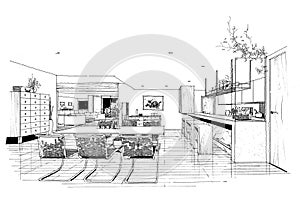 Interior architecture construction landscape sketc