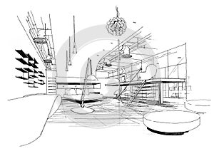 Interior architecture construction landscape sketc