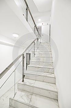 Interior arhitectural design. The stairs  between floors from a new flat building.