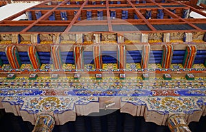 Interior art decoration in Hemis Monastery, Ladakh, India