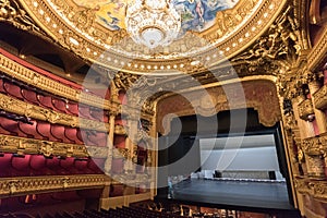 Interior of the auditorium of the Palais Garnier, Paris