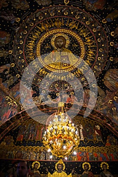 Interior of the Bachkovo Monastery. Jesus looking from above.
