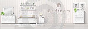 Interior background with bedroom in modern country style