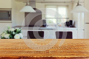 Interior background with empty kitchen table